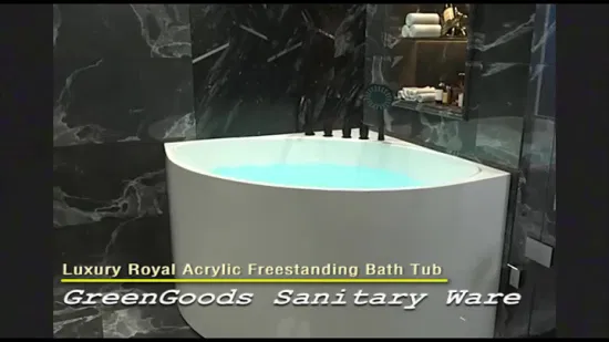 CE 卸売中国広州シンプルなタイプ一人浸し浴槽白アクリル ABS 樹脂シームレス自立コーナー浴槽